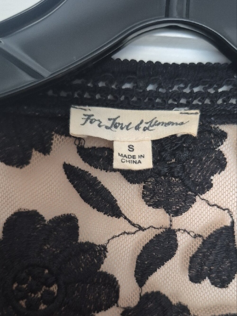 For Love & Lemons Black Floral Appliqué Mesh Set, Small - Picture 6 of 17